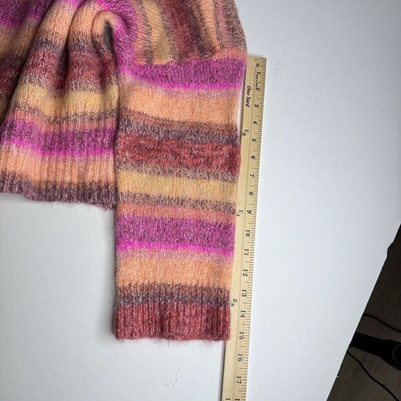 J Crew Cropped Sweater Sz XL Alpaca Merino Wool Pink Orange Colorful Soft‎ - Picture 8 of 12